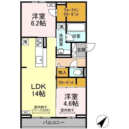 SHINE FORT(2LDK/2階)の間取り写真
