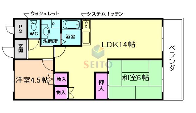ロイヤルヴィラ(2LDK/2階)の間取り写真