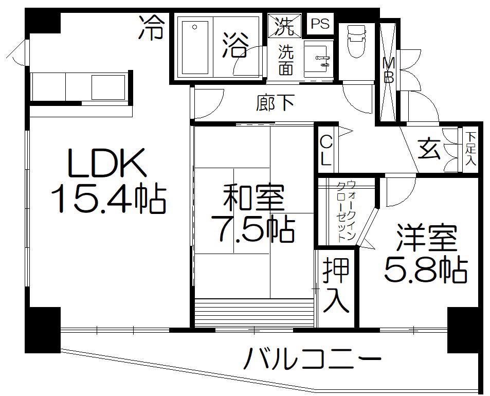 グリーンフォレスト大宮(2LDK/11階)の間取り写真