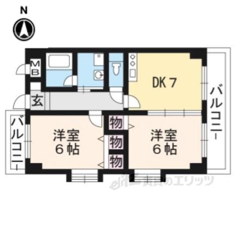 クオーレ名木(2DK/2階)の間取り写真