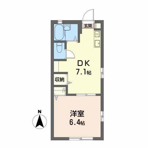 ラピス B棟(1DK/1階)の間取り写真