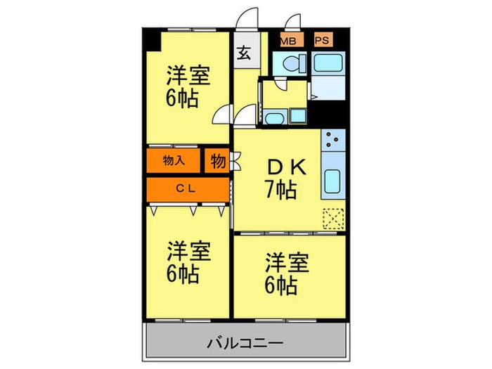 ひがしビル(3DK/5階)の間取り写真