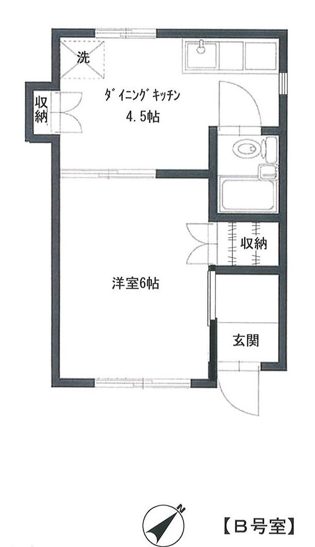 シャレイ中町(1DK/1階)の間取り写真