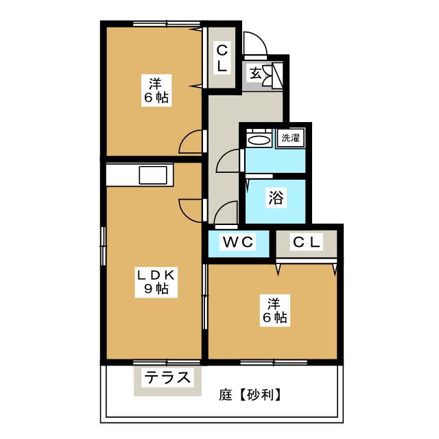 ヴィラ ノボノ A棟(2LDK/1階)の間取り写真