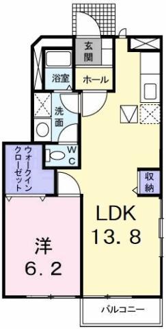 フォンテ-ヌA(2DK/1階)の間取り写真
