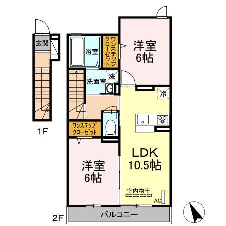 ジーエフヒルズ(2LDK/2階)の間取り写真