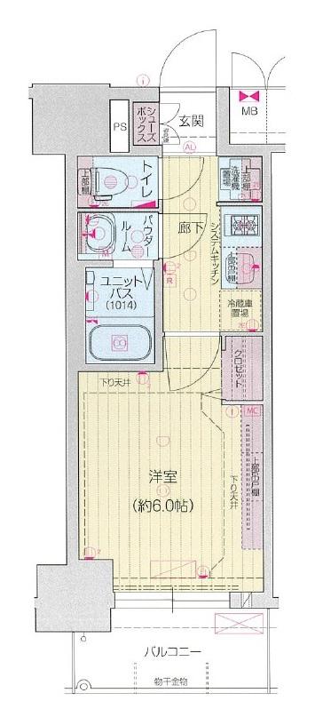プレリス太閤通セルシア(1K/6階)の間取り写真