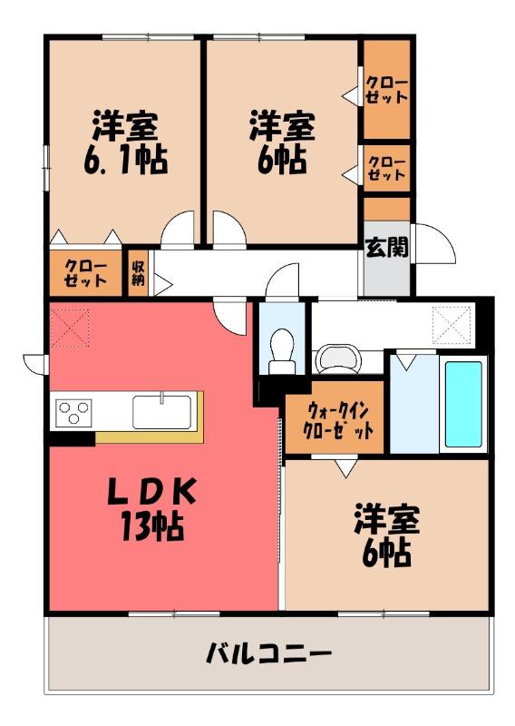 グランプリス(3LDK/2階)の間取り写真