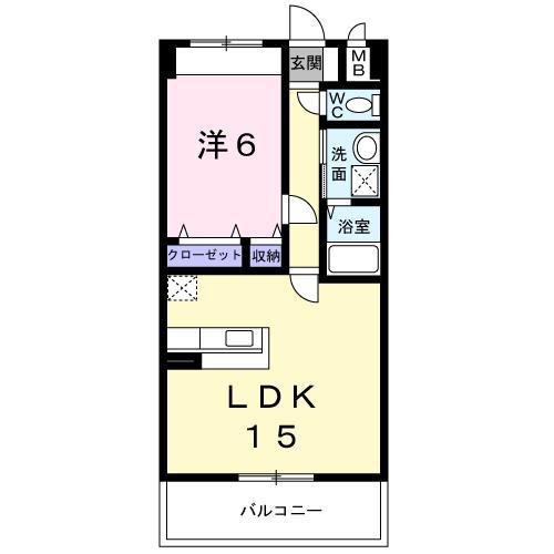 グランドールかさでら(1LDK/2階)の間取り写真