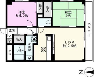 レインボーパーク戸田(2LDK/1階)の間取り写真