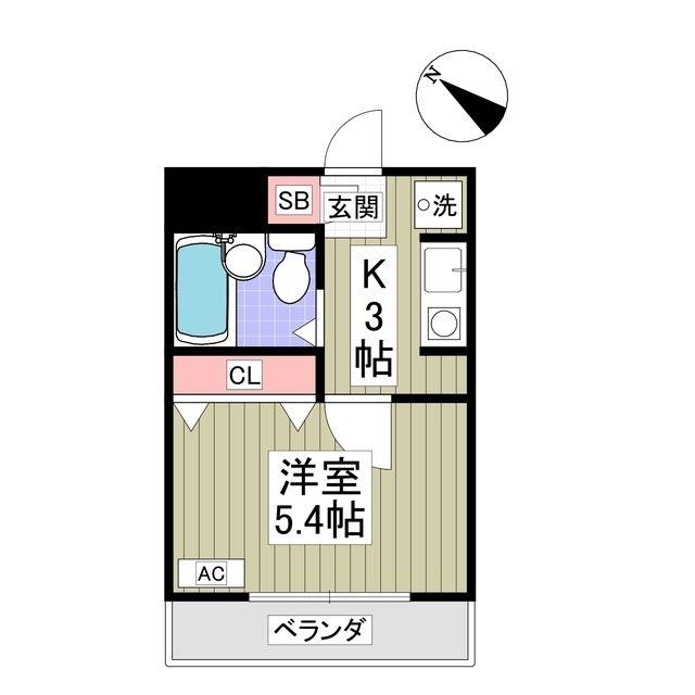 CENT浦和(1K/3階)の間取り写真