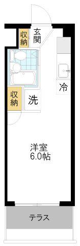 スカイハイツ多摩(ワンルーム/1階)の間取り写真