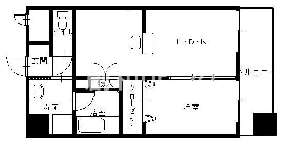 ABITI浜町(1LDK/13階)の間取り写真