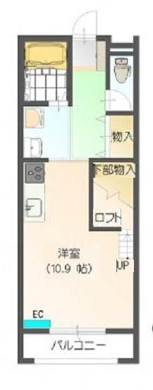 すまいる5番館(ワンルーム/2階)の間取り写真