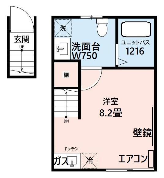 ガレージCUBEⅣ(ワンルーム/2階)の間取り写真