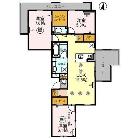 ゆずり葉(3LDK/2階)の間取り写真