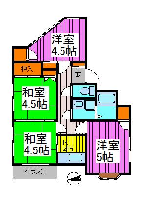 パークサイドR(4K/3階)の間取り写真