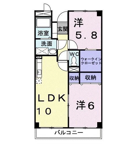 コートピアC(2LDK/2階)の間取り写真