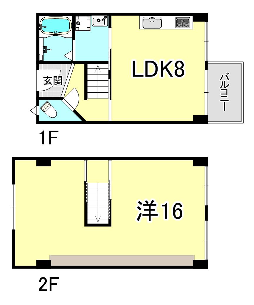 明舞第6団地16号棟(1LDK/2階)の間取り写真