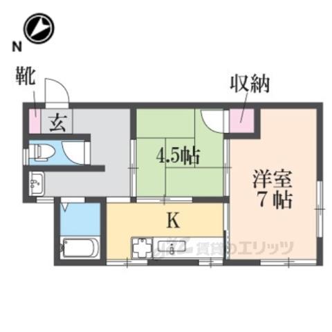 コーポ華(2K/2階)の間取り写真