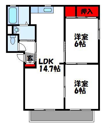 バリュージュ天神(2LDK/1階)の間取り写真