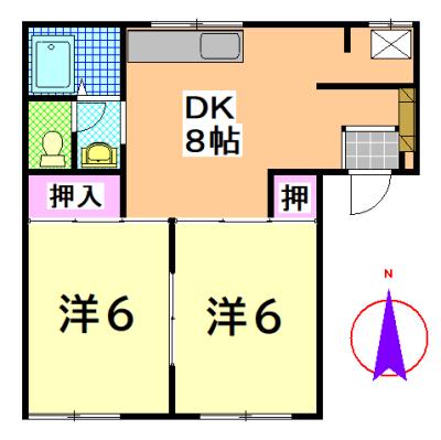 サンシャインC棟(2DK/1階)の間取り写真