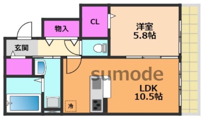 ALEGRIA高槻本町(1LDK/3階)の間取り写真