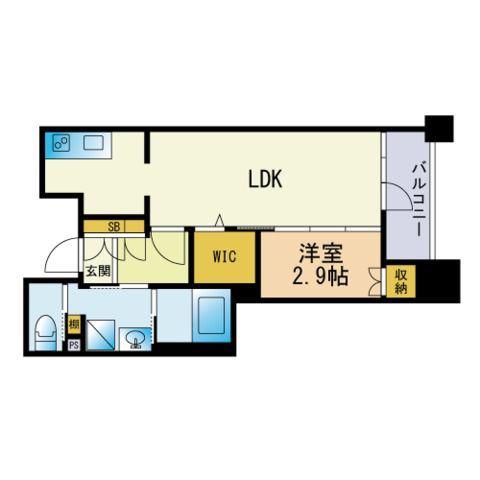エンクレスト呉服町(1LDK/2階)の間取り写真