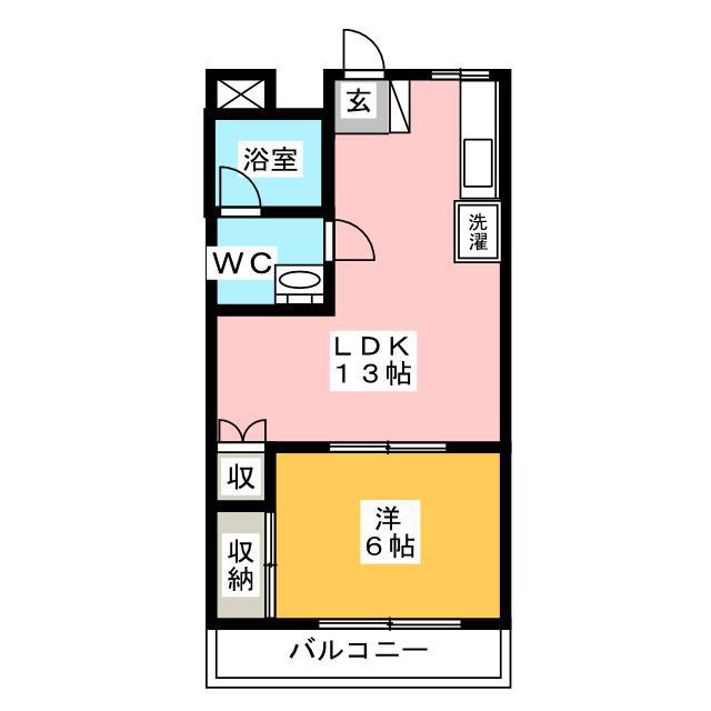 ダイヤモンドプラザ(1LDK/3階)の間取り写真