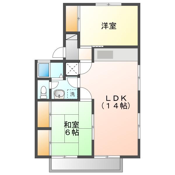 アークヒルズWATANABE IV(2LDK/1階)の間取り写真