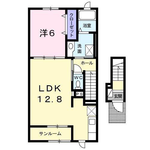 サンリット フレスクーラ(1LDK/2階)の間取り写真