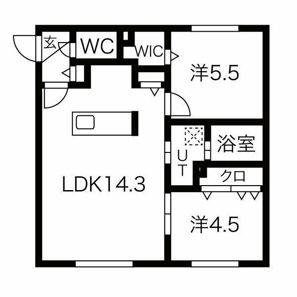 CREAMAISON東札幌SW(2LDK/1階)の間取り写真