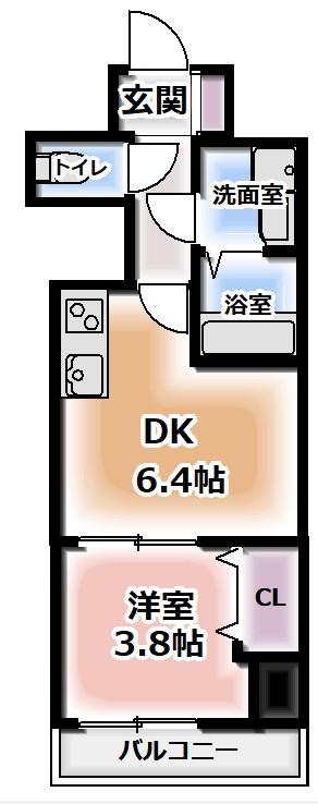 GARDENIA城東(1DK/10階)の間取り写真