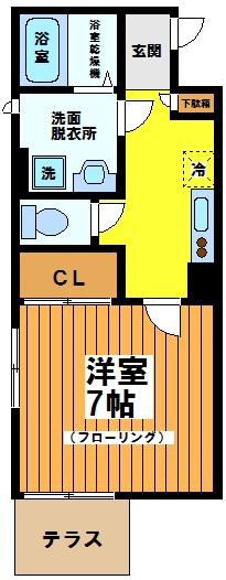 アムパルク羽根木(1K/1階)の間取り写真