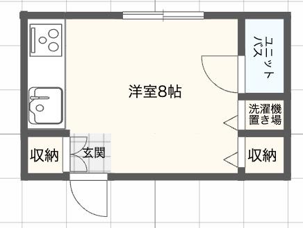 道合集合(ワンルーム/1階)の間取り写真