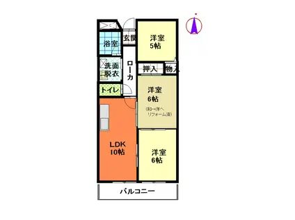花霧居ビル(3LDK/4階)の間取り写真