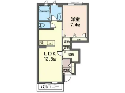 LIEN TOUR 横浜(1LDK/1階)の間取り写真