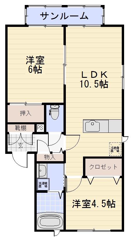 ディアスサンモール(2LDK/1階)の間取り写真