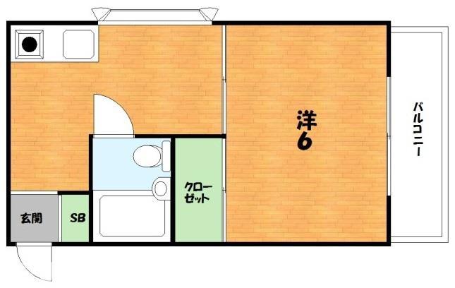 枚方パークマンション(1K/3階)の間取り写真