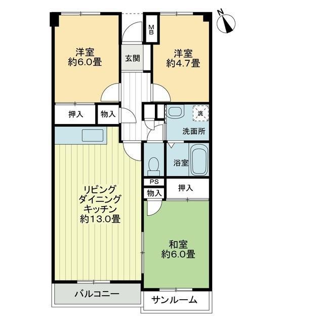 サンハイツ21(3LDK/4階)の間取り写真