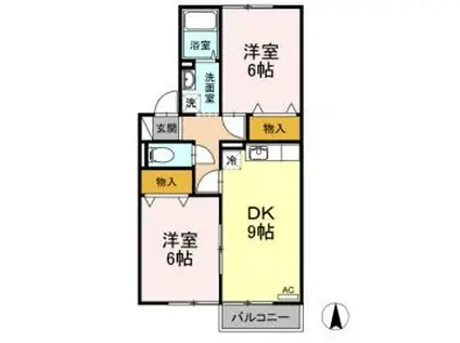 エステート21B(2DK/2階)の間取り写真