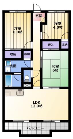 カルカソンヌ(3LDK/2階)の間取り写真