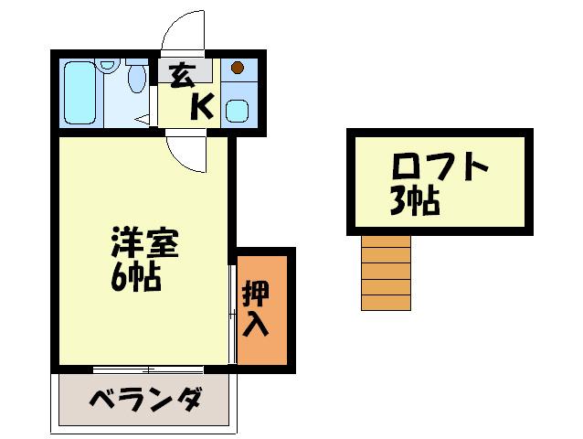 アラリア(1K/2階)の間取り写真