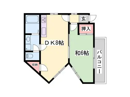 サファイヤ御立A棟(1DK/1階)の間取り写真