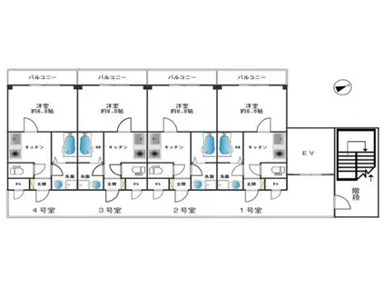 APEX姫路(1K/2階)の間取り写真