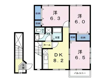 オーブリーSII(3DK/2階)の間取り写真