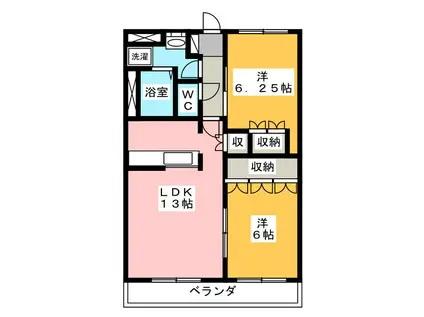 アンビエンテ(2LDK/1階)の間取り写真