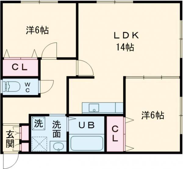 ワンセルフグランアージュII(2LDK/2階)の間取り写真