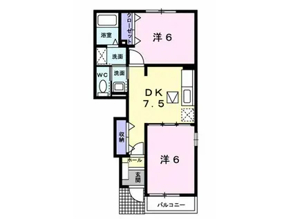アンジュメゾン I(2DK/1階)の間取り写真