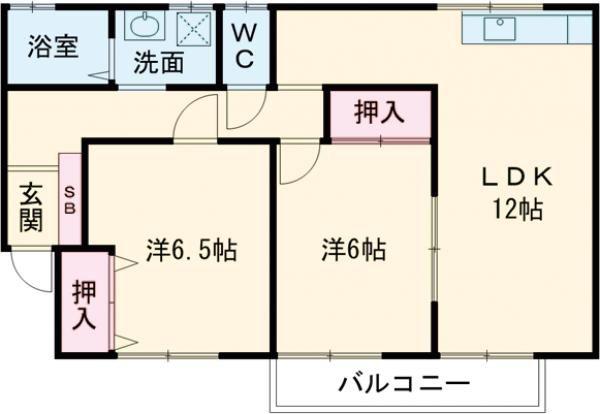 サンシャイン三池(2LDK/2階)の間取り写真